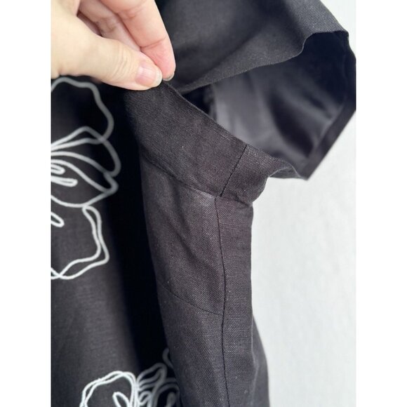 Talbots Womens Midi Dress 18 Black Floral Embroidered Linen Rayon Old Money - Picture 12 of 12